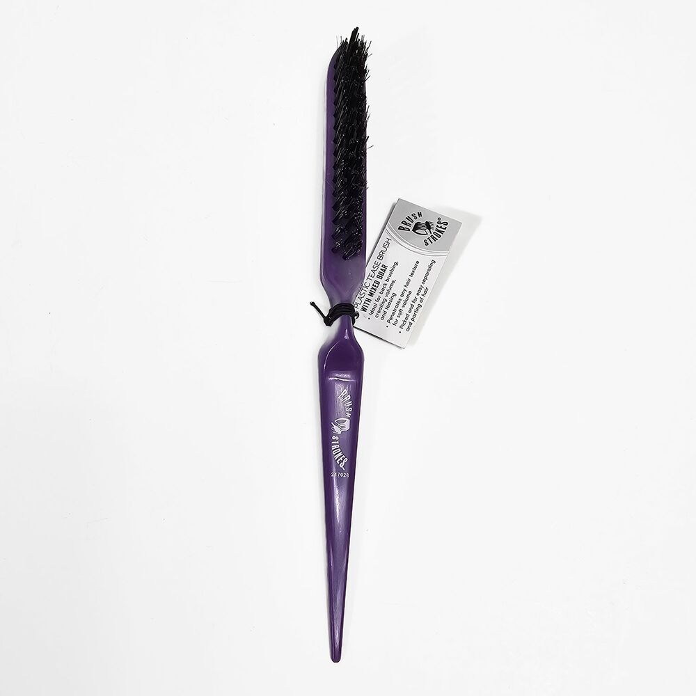 Brush Strokes Purple Plastic Tease Brush with Mixed Boar